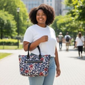 Trina Turk Navy and Red Floral Tote #2